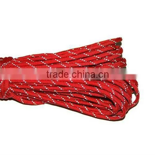 100FT (31M) Red Safe Cord Reflective Camping Cord High Quality Survival Cord PRC-2003