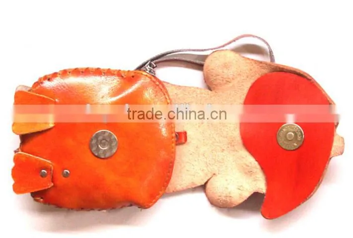 Wholesale High quality Pure hand-made genuine leathter animal coin purse