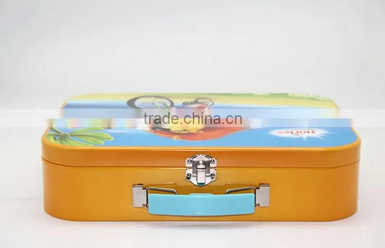 small rectangle cute metal luch tin box for child