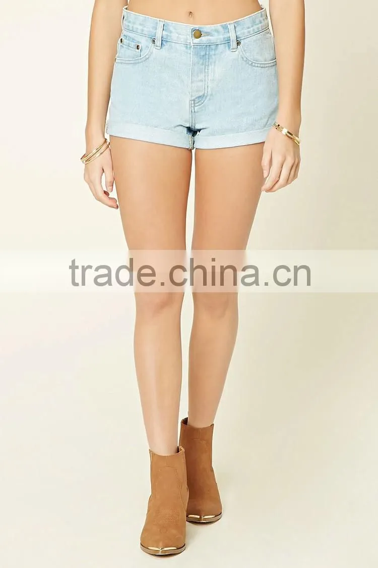 Newest Cuffed Denim Shorts for Woman Simple and Fashion