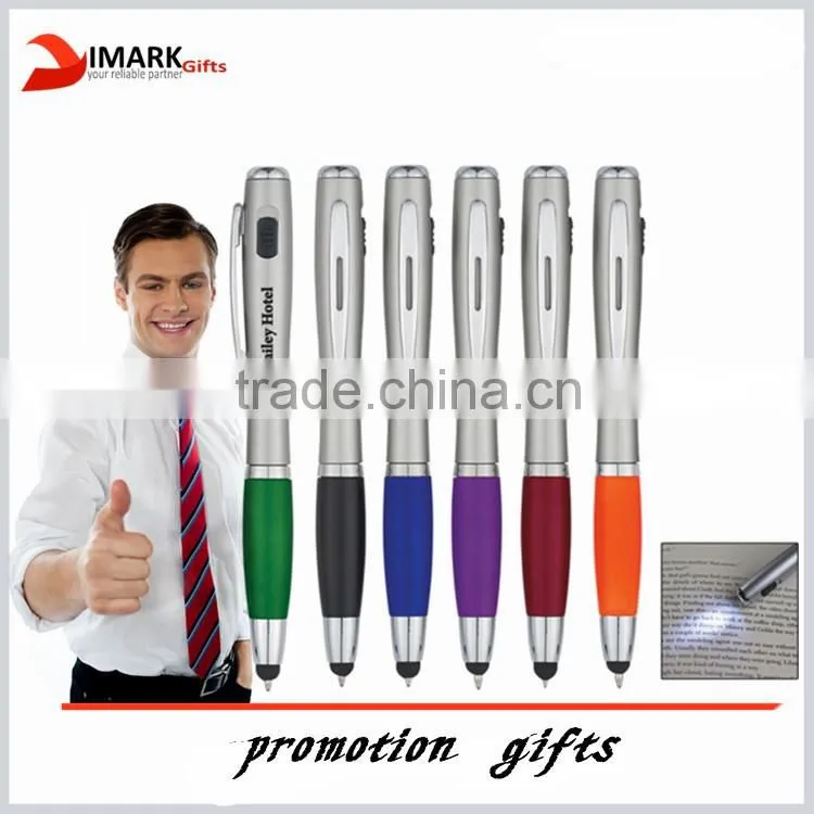 promotion logo print venus pen with led light and stylus