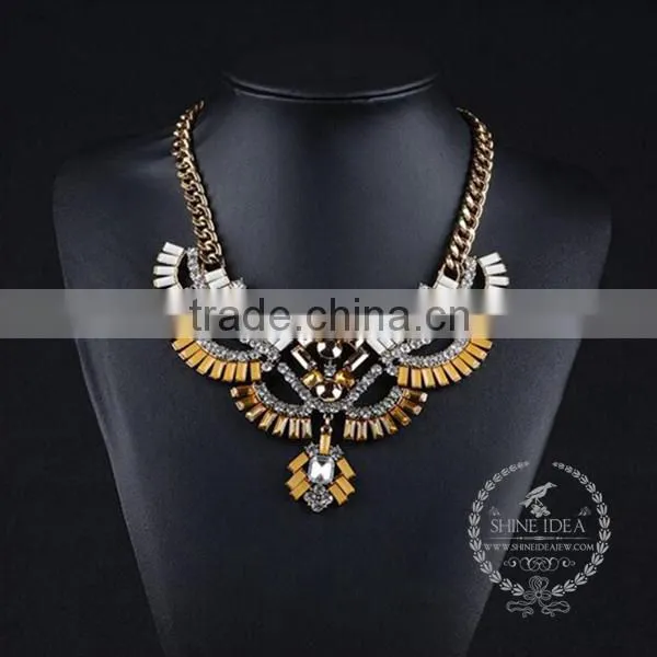 high quality vintage style rhinestone chunky statement necklace tin alloy fashion women pendant necklace 6390082