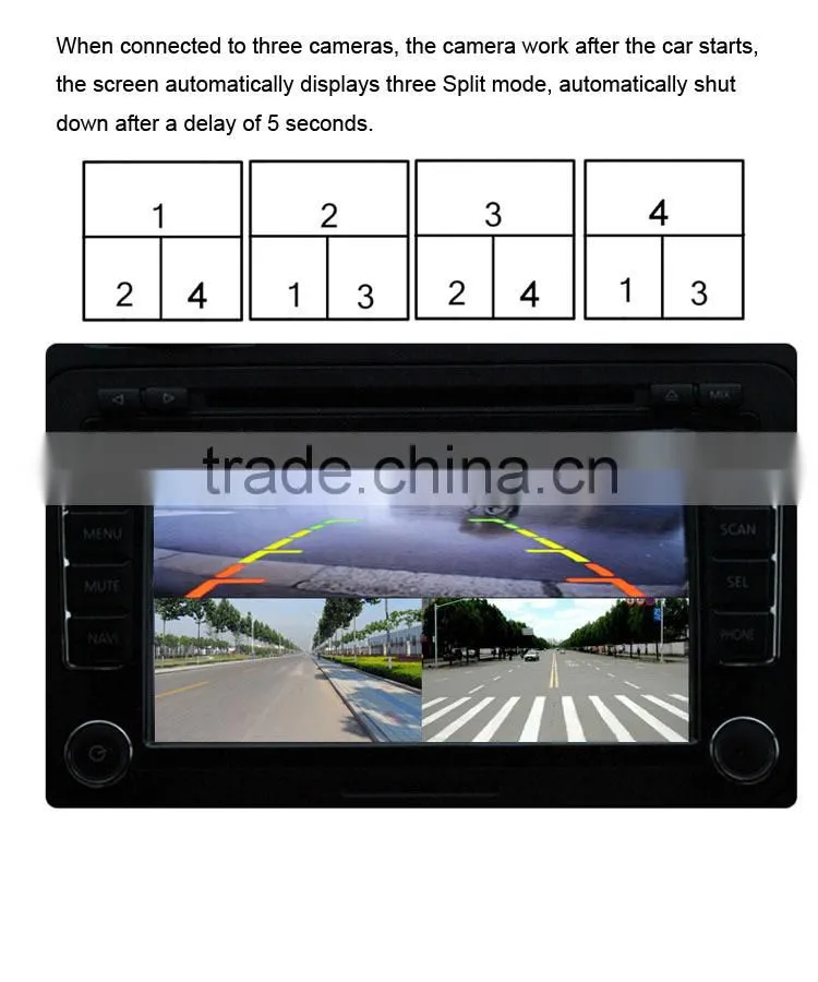 4 channels HD 360 view car camera video splitter Preview and Recording cctv dvr XY-6029MDVR