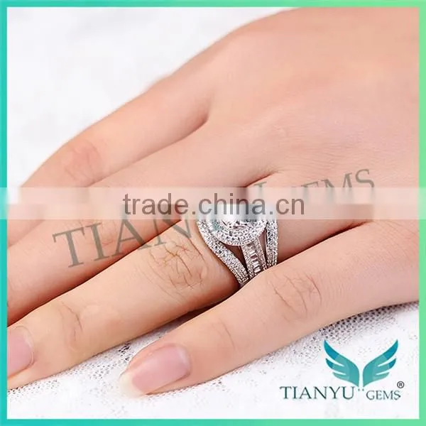 925 Sterling Sliver Lady's Engagement Ring Moissanite Diamond Wedding Ring
