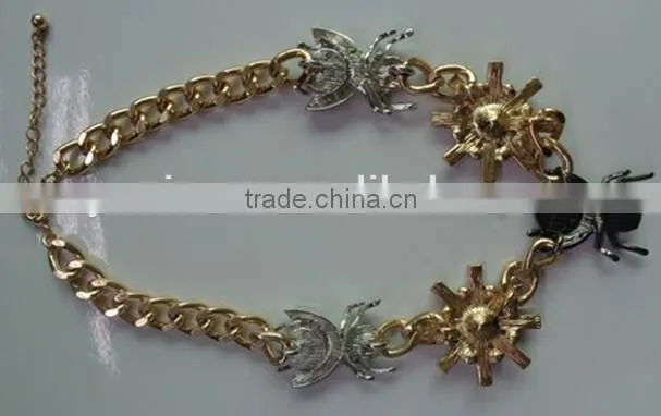 2014Hot saling Short coarse chain necklace with AB acrylic flower