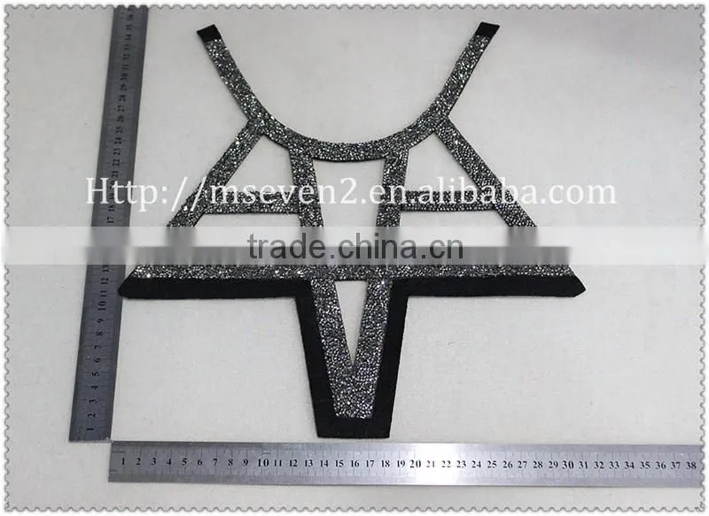 New fashion design big hot fix rhinestone collar, women beaded collar