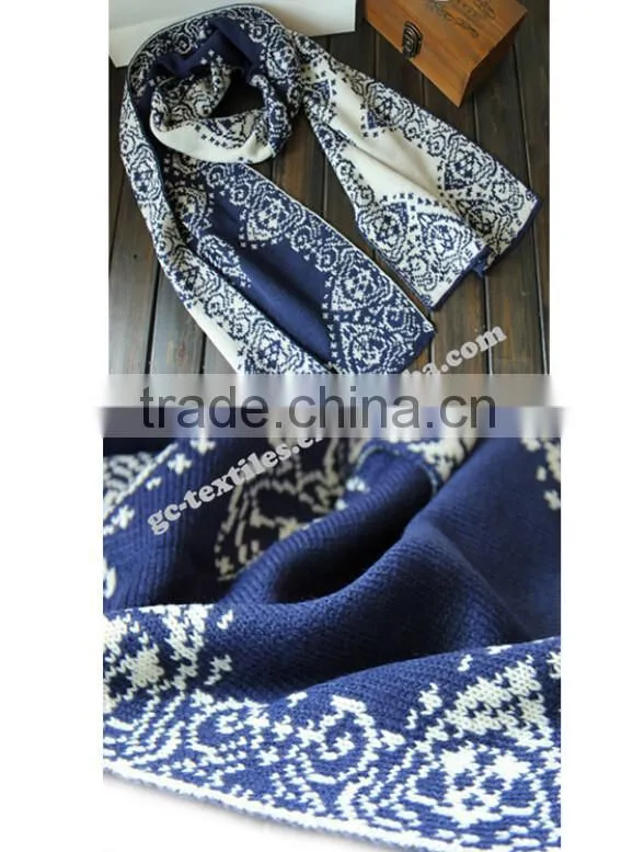 100% acrylic jacqard pattern single layer scarf for lady