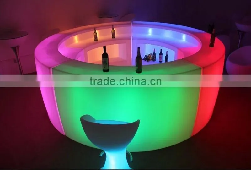 plastic Illuminated furniture multicolor change led round bar table