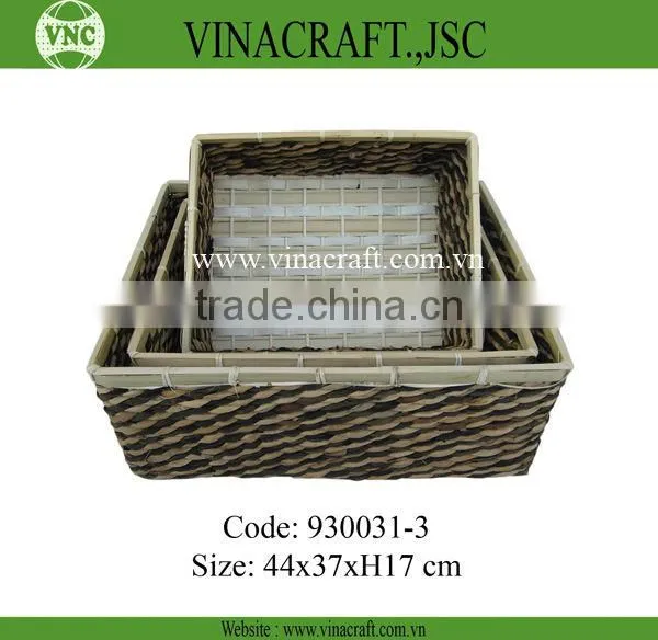 Rectangular Bamboo Water hyacinth Storage Basket in natural