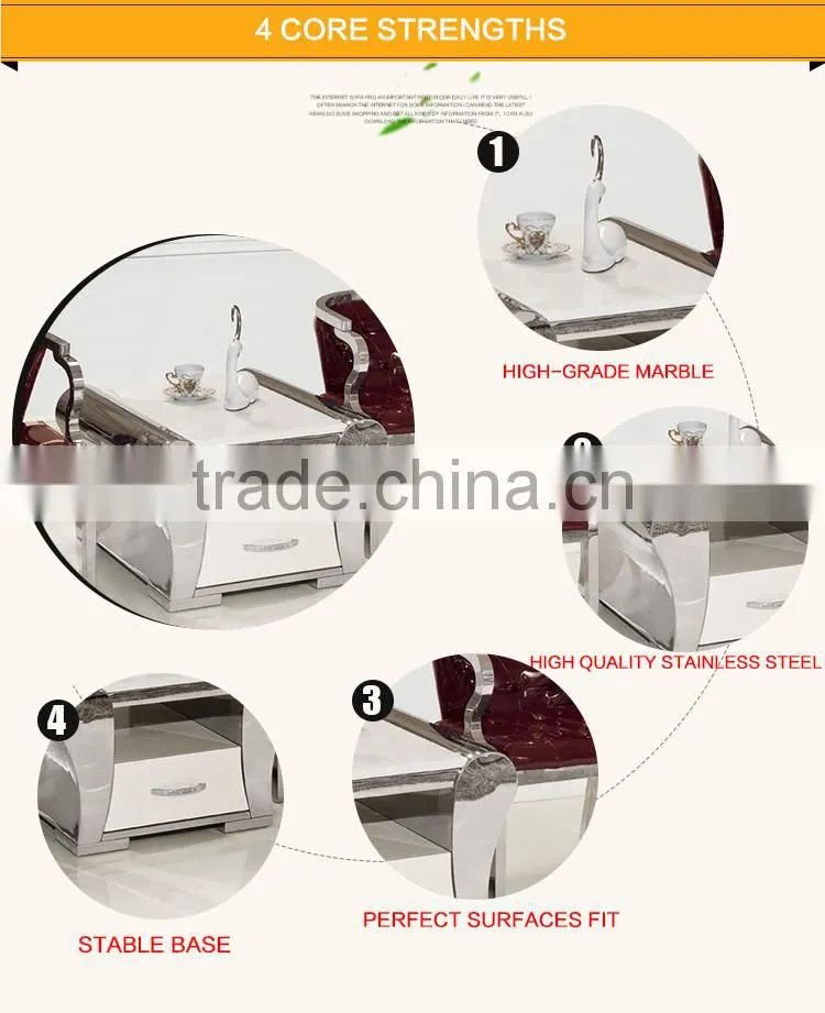 D362 Stainless Steel Base Artificial Square Marble Side Table