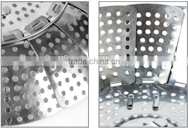 Stainless steel super practical multifunctional telescopic fruit tray / steaming dish