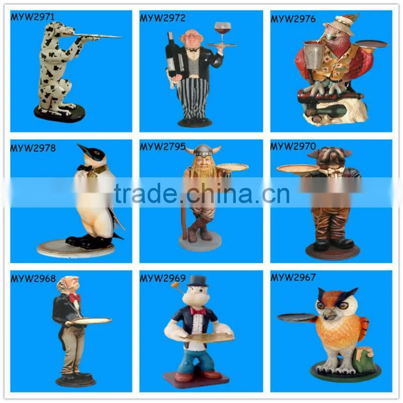 Personification cow resin butler statue
