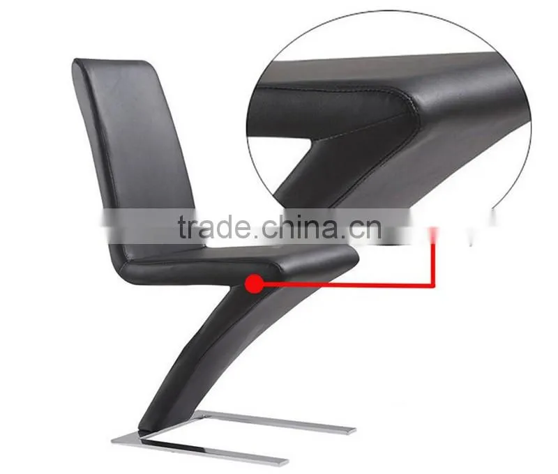 modern Z shape leather cover dining chair