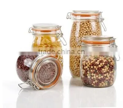 pure color glass jar for honey glass airtight canister with clamp lid