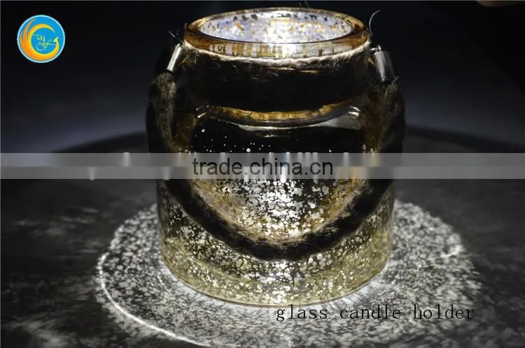 Color Spray Broken silver plating glass Tealight candle holder