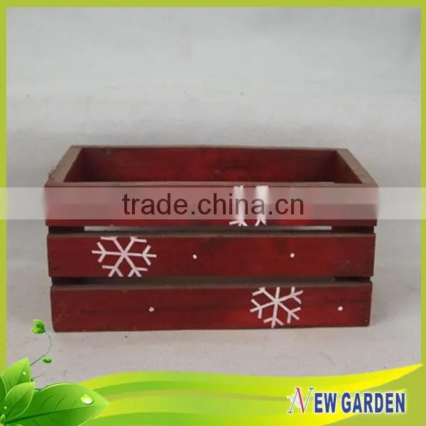 Green and Red Large Rectangular Wooden Flower Pot and Planting