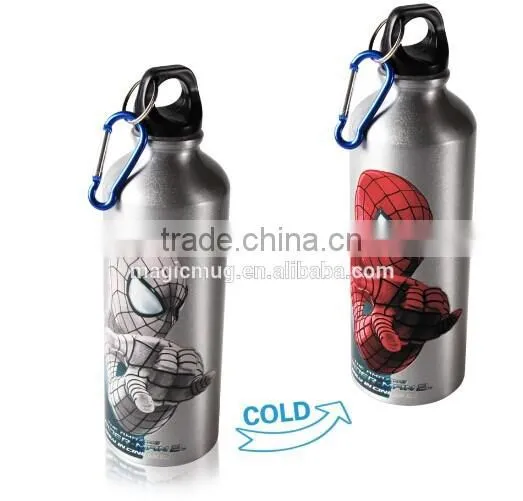 Spiderman Mug sports Aluminum Water bottle cold color changing mug