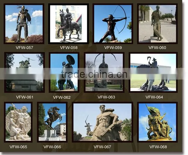 high quality bronze soldier and horse statue