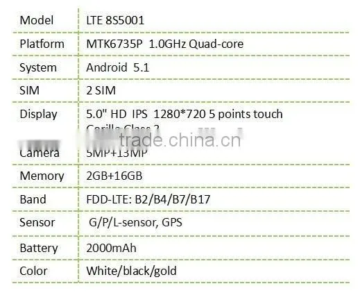 LTE8S5001 5.0" super slim high end cheap mobile phone wholesale