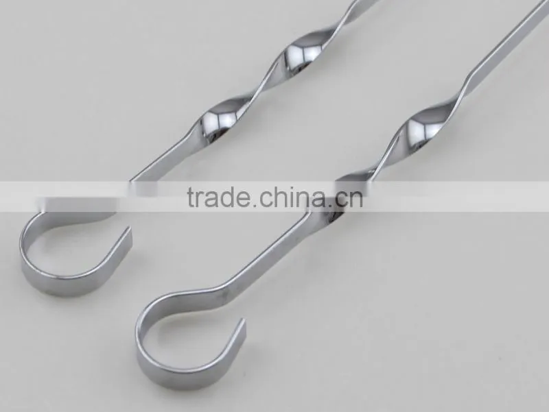 Stainless Steel Grilling Kabob Skewers with Ring-Tip Handle