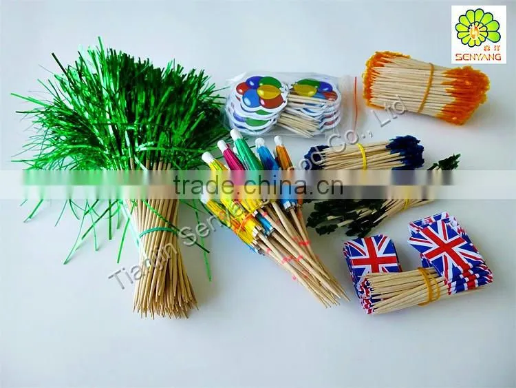 decorated disposable cocktail wooden umbrella toothpick