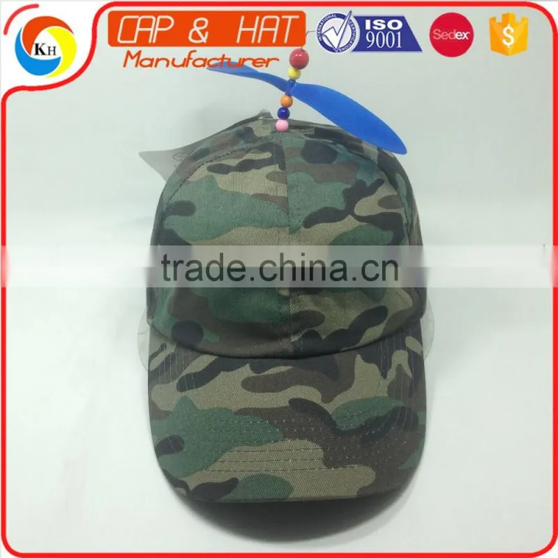 New Style Children 6 Panel Camouflage Baseball Cap With Helicopter Propeller