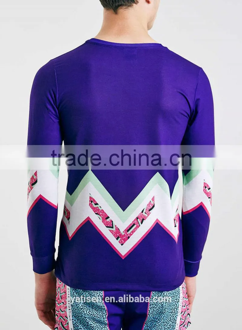 OEM Sports T-Shirt for men tight fit long sleeve t shirt with curved hem slim fit training shirts