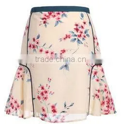 A-Line binding waist traditional chinese pattern print women short skirts