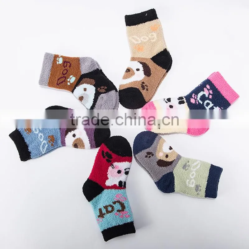 cute winter thick thermal coral fleeces socks with lovely cute design