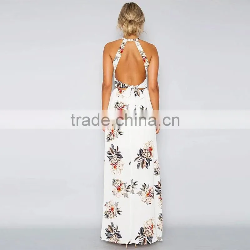 Maxnegio floral print summer women's thailand wholesale high slit dress