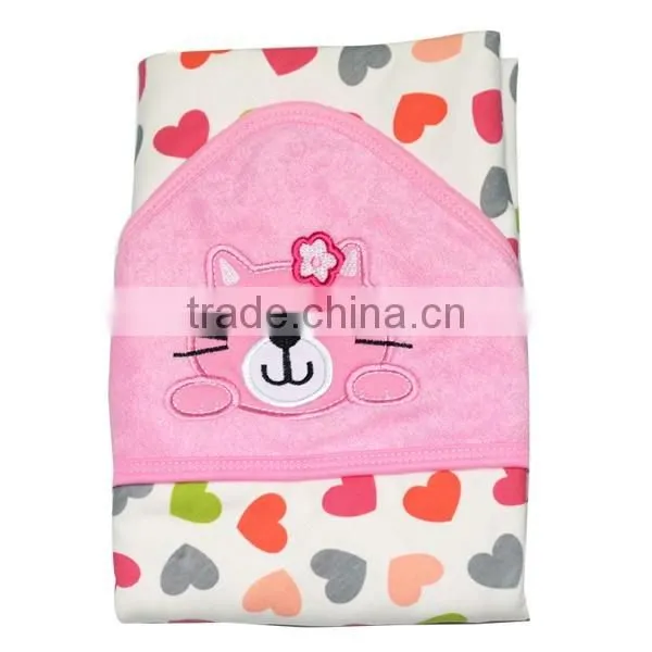 2016 new Embroidered cartoon hooded baby blanket