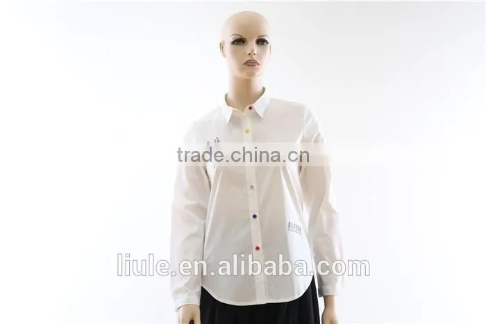 Hot sale lady long sleeve 100%cotton office women office shirts and tops