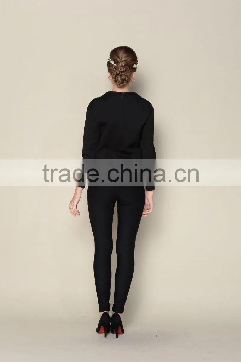 latest black long sleeve floral printing women designer blouse patterns