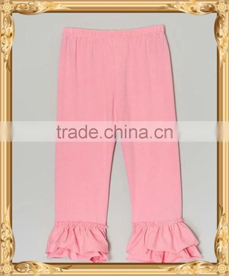 boutique ruffle capris pants big ruffle pants 100% cotton handmade green capris