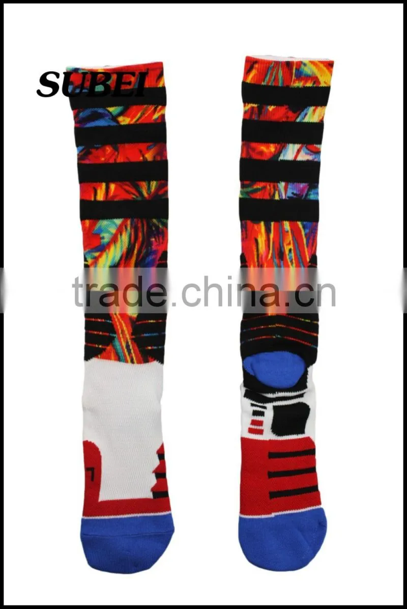 Custom knee high digital print compression sublimation stocking basketball elite socks