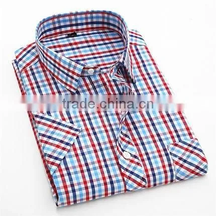 Lattice cotton short sleeve shirt business