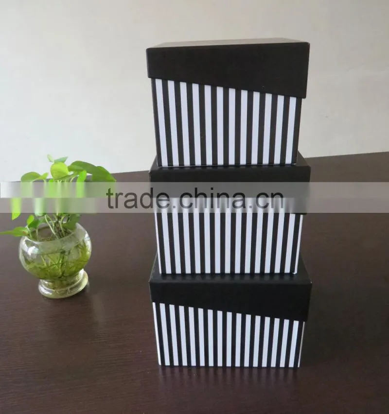 Gift Box Set - Gift Box Stripe Square Lime Set of 3 Black