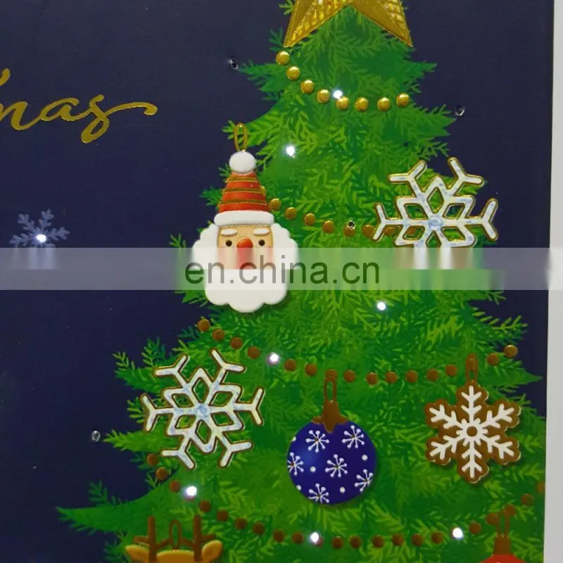Factory low price musical led light custom Christmas greeting cards with battery