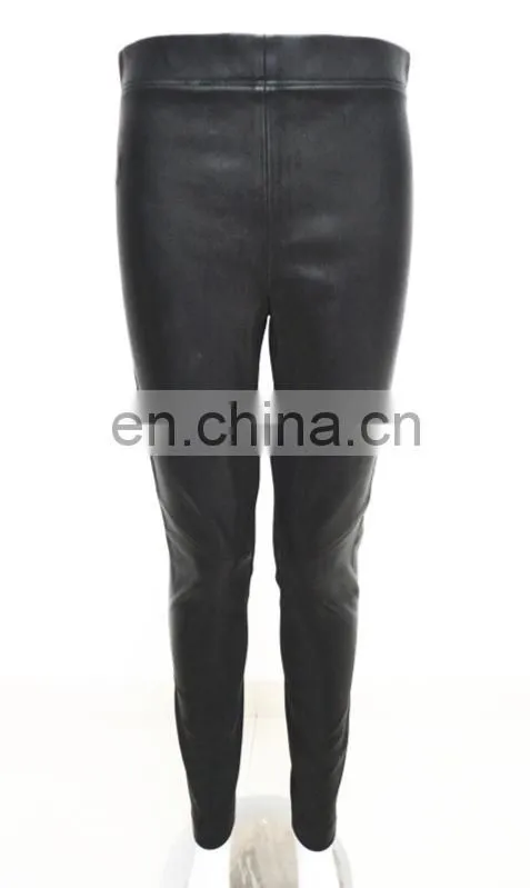 wholesale stretch knit panel leather legging stretch pants