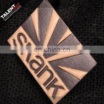 custom emboss jeans brand name logo leather patch tag