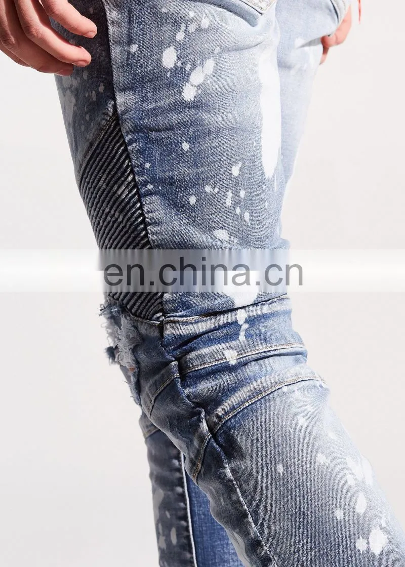 DiZNEW Custom Patchwork Unbranded Ripped Skinny Jeans For Men