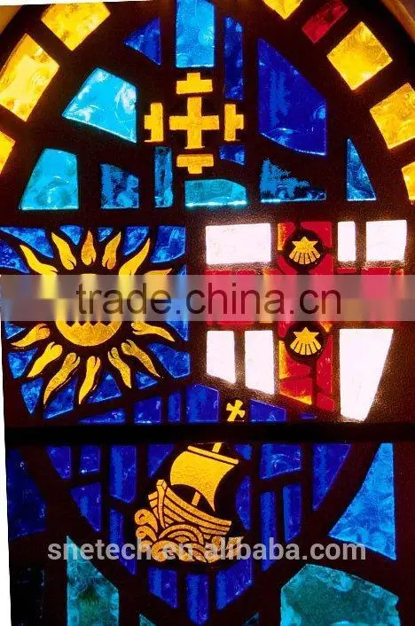 stained church figures window glass for interior or exterior decoration