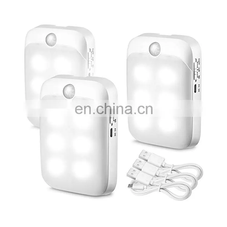 Cordless Wall Light, Rechargeable LED Night Light, PIR Motion Sensor Night Light with USB Cable 2 Modes for Closet, Cabinet