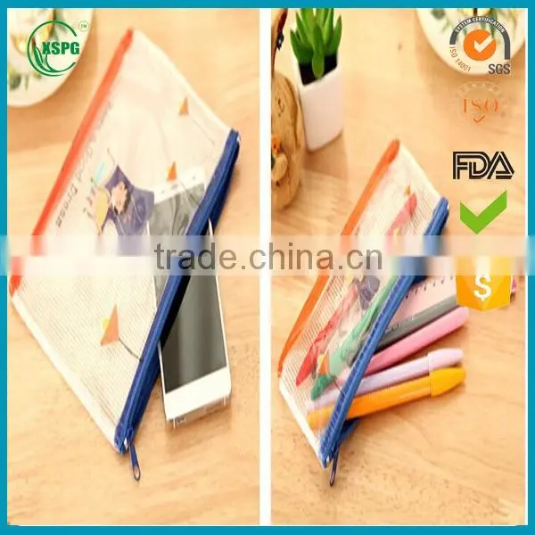 clear plastic PVC ykk zipper document bag
