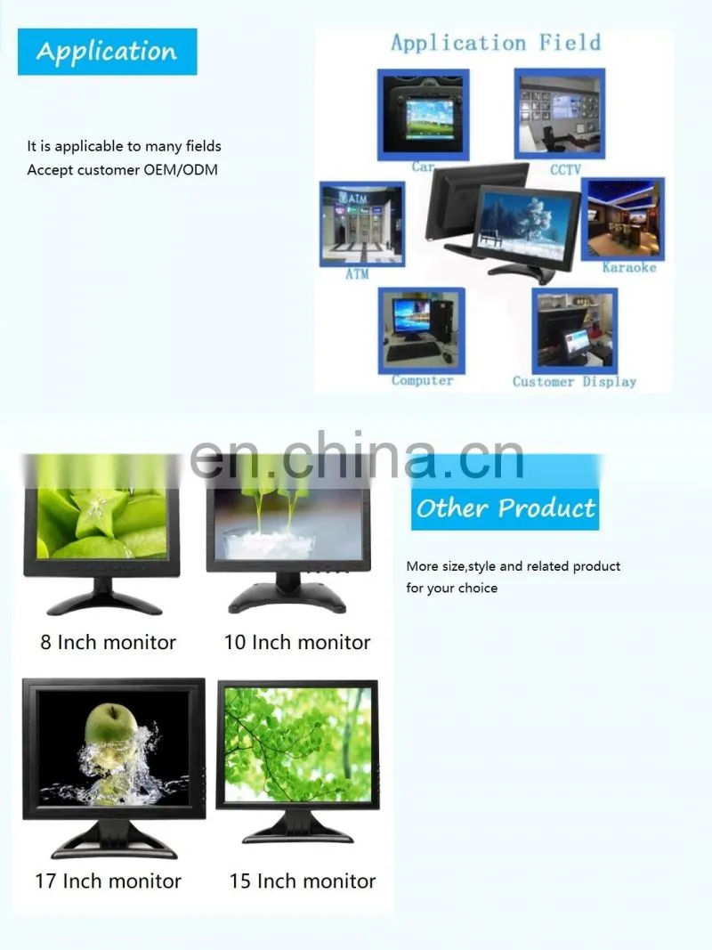 Factory Price HD Input 12 inch Industrial screen POS LCD Monitor outdoor screen display