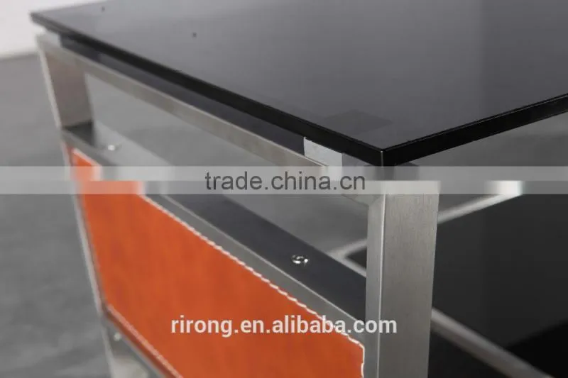 Foshan china glass coffee table stainless steel legs