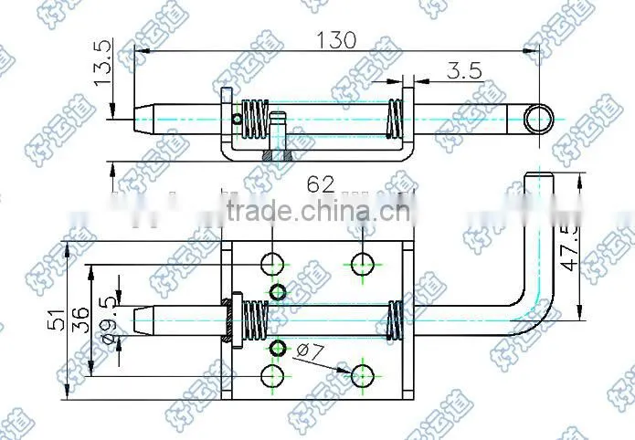 Spring loaded bolt D9.5mm 02407
