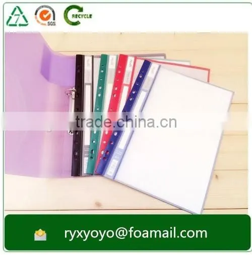 eco-friendly hard cover pp plastic a4 size 2d ring clip clear file folder