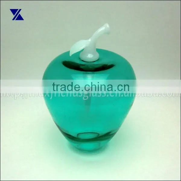 hand made art glass cased clear blue apple glass reed diffuser