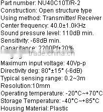 High quality open structure ultrasonic sensor NU40C10T/R-2